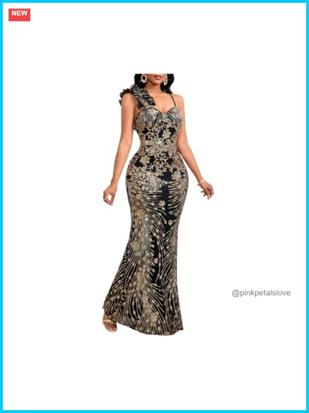 Sequin High Split Ruffled Mermaid Maxi Dress Sleeveless Formal Evening Gown